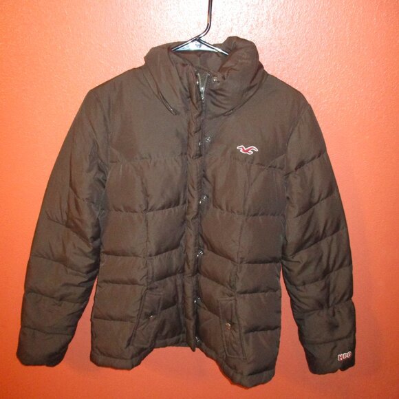 Hollister Woman Medium Brown Full Zip Pockets Feather Down Warm Winter Coat - Picture 2 of 8